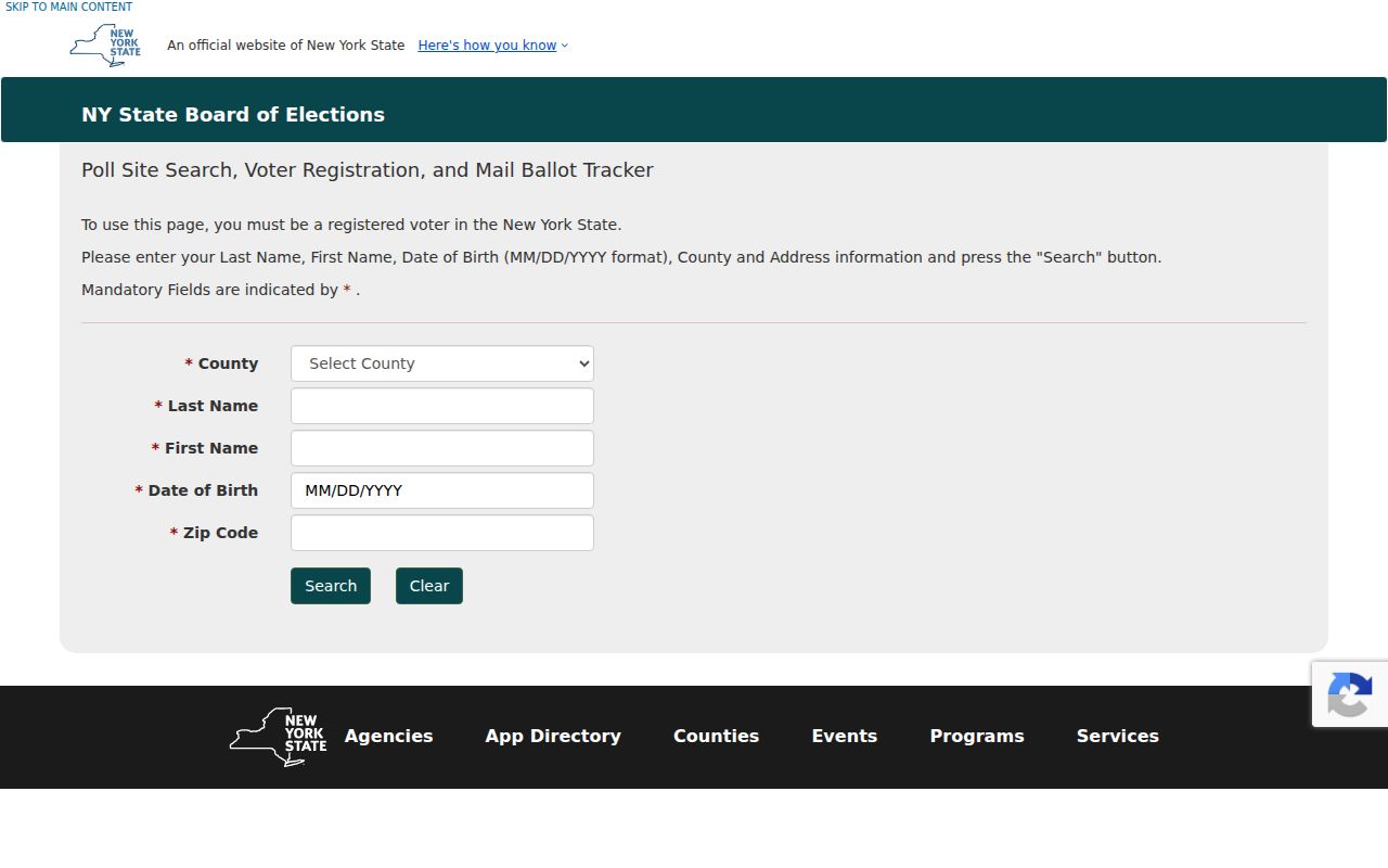 Orangetown resident lookup boundary shown on New York voter registration search